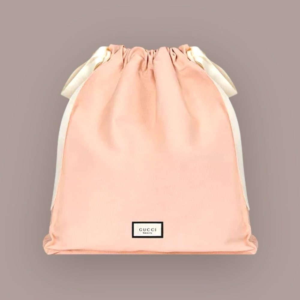 Light Salmon-Pink Gucci Beauty (Drawstring) LARGE Cosmetic-Makeup Bag/Pouch